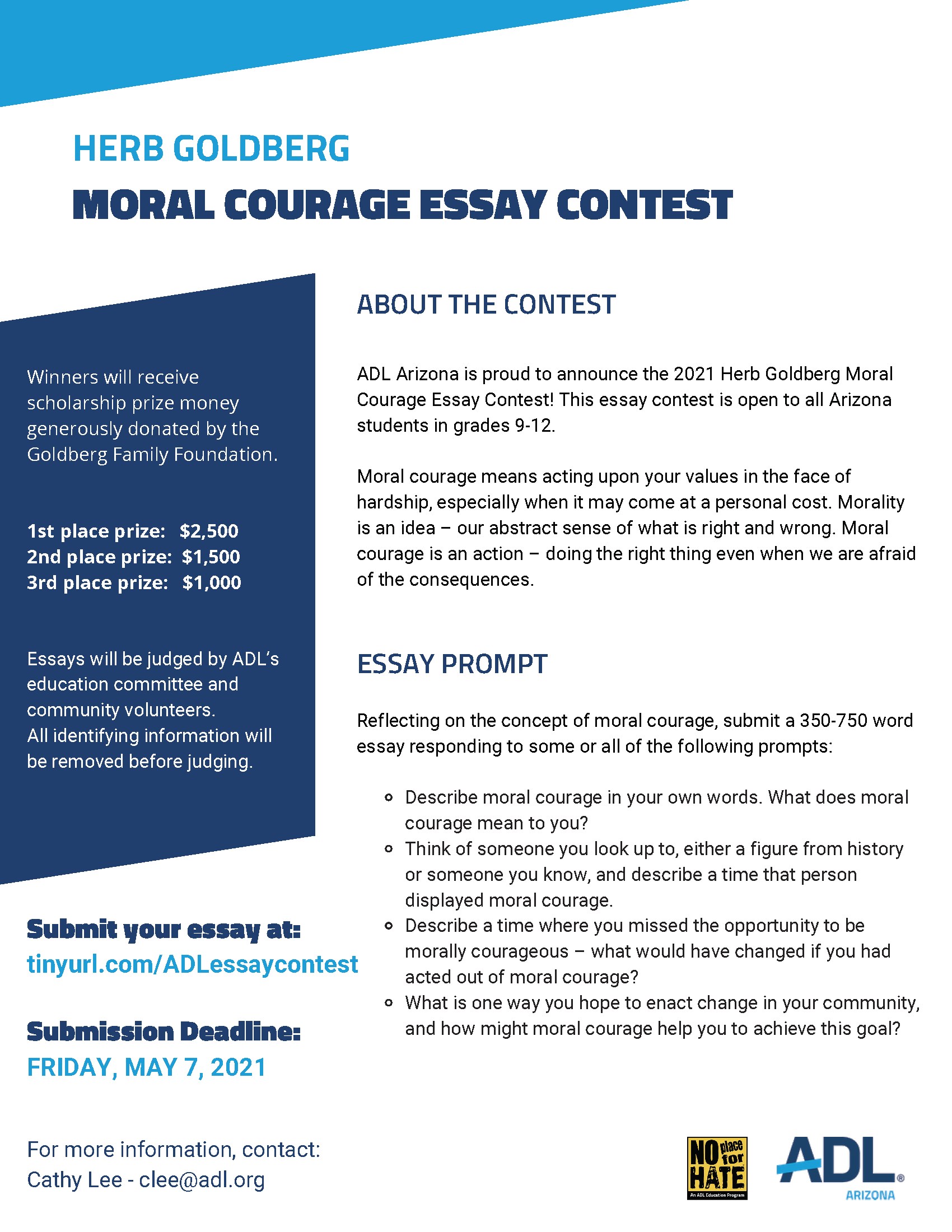 Anti-Defamation League, Herb Goldberg – Moral Courage Essay Contest